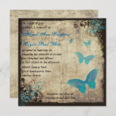 Blauwe  Vlinder Bruiloft Uitnodiging (Voorkant / Achterkant)