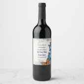 Blauwe vlinder bruiloft wijn etiket (Voorkant)