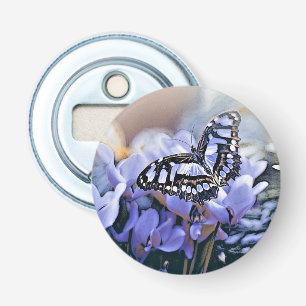 Blauwe vlinder button flesopener