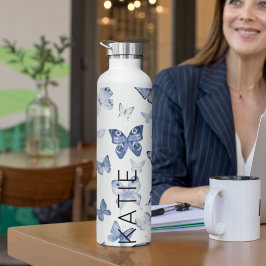 Blauwe vlinder cadeau voor moeder en vriend op maa waterfles