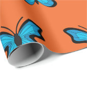 Blauwe Vlinder Cadeaupapier (Rol Hoek)
