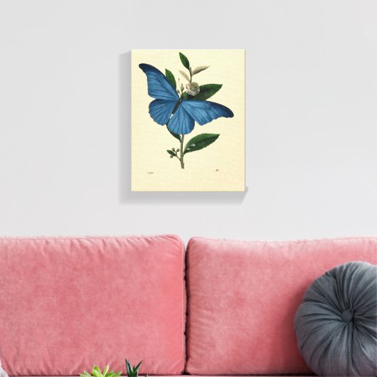 blauwe vlinder canvas afdruk (Insitu (Woonkamer))