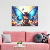 Blauwe vlinder canvas afdruk (Insitu (Woonkamer))