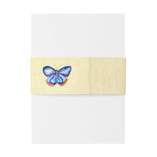 Blauwe Vlinder Canvas Uitnodiging Belly Bands Uitnodigingen Wikkel (Achterkant Voorbeeld)