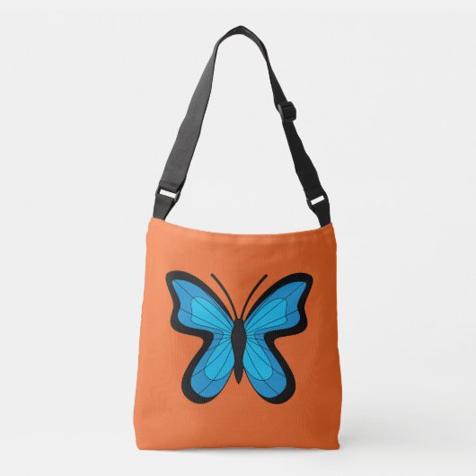 Blauwe Vlinder Crossbody Tas (Voorkant)