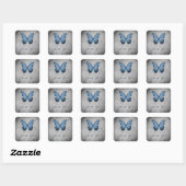 Blauwe vlinder Damask bruiloft dank u Vierkante Sticker (Vel)