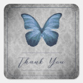 Blauwe vlinder Damask bruiloft dank u Vierkante Sticker (Voorkant)