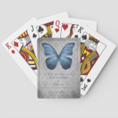 Blauwe vlinder Damask Pokerkaarten (Achterkant)