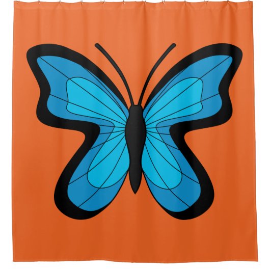 Blauwe Vlinder Douchegordijn (Voorkant)