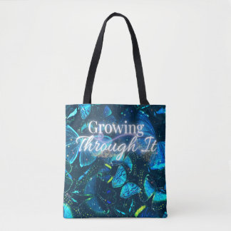 blauwe vlinder dromerige esthetiek minimalistisch  tote bag