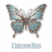 Blauwe Vlinder Droom Sticker (Voorkant)