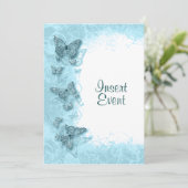 Blauwe vlinder elegante verjaardag huwelijk kaart (Staand voorkant)