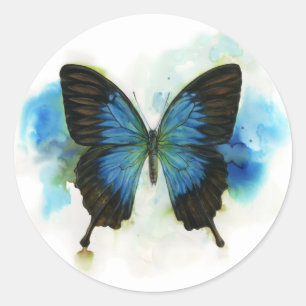 Blauwe vlinder elke gelegenheid stationery ronde sticker