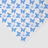 Blauwe Vlinder en Bloem Aangepaste Tekst Tissuepapier (Detail)