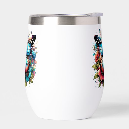  blauwe vlinder en bloemen (Links)