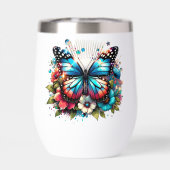 blauwe vlinder en bloemen (Achterkant)