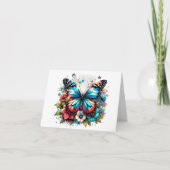 Blauwe vlinder en bloemen | Dank je Kaart (Voorkant)