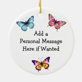 Blauwe vlinder en bloemen gepersonaliseerde kerst keramisch ornament (Achterkant)