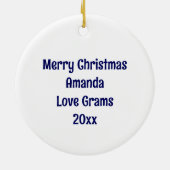 Blauwe vlinder en bloemen gepersonaliseerde kerst keramisch ornament (Achterkant)