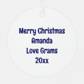 Blauwe vlinder en bloemen gepersonaliseerde kerst metalen ornament (Achterkant)