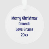 Blauwe vlinder en bloemen gepersonaliseerde kerst ornament (achterkant)