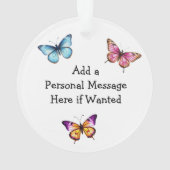 Blauwe vlinder en bloemen gepersonaliseerde kerst ornament (achterkant)