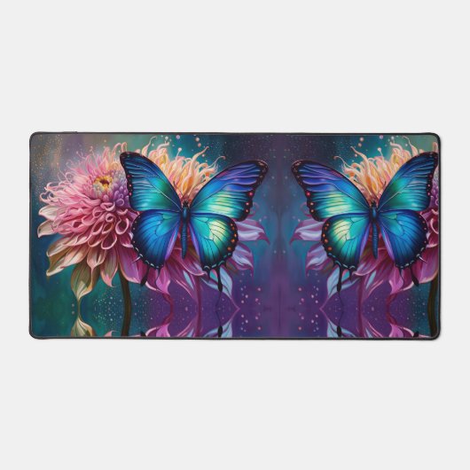 Blauwe vlinder en de Dahlia Bureaumat (Voorkant)