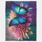 Blauwe vlinder en de Dahlia Fleece Deken (Voorkant)