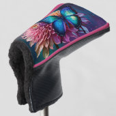 Blauwe vlinder en de Dahlia Golfheadcover (3/4 voorkant)