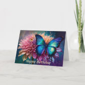 Blauwe vlinder en de Dahlia Kaart (Voorkant)