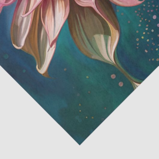 Blauwe vlinder en de Dahlia Tissuepapier (Detail)