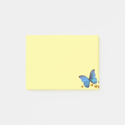 Blauwe vlinder en gouden Confetti Stippen Post-it® Notes (Voorkant)