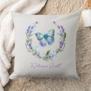 Blauwe vlinder en lavender Wreath Pillow Kussen