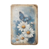 Blauwe Vlinder en madeliefjes | boerderij Badmat (Voorkant Verticaal)