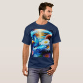 Blauwe vlinder en madeliefjes t-shirt (Voorkant volledig)