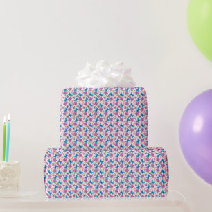 Blauwe Vlinder en Paarse Bloemmotief Cadeaupapier