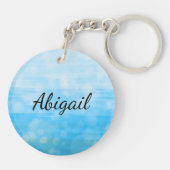 Blauwe vlinder en roze bloemen gepersonaliseerd sleutelhanger (Achterkant)