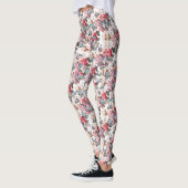 blauwe vlinder en roze bloemenprint leggings (Links)