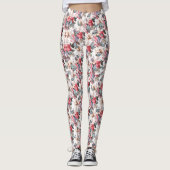blauwe vlinder en roze bloemenprint leggings (Voorkant)
