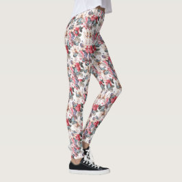 blauwe vlinder en roze bloemenprint leggings
