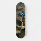 Blauwe vlinder en schedel persoonlijk skateboard (Voorkant)