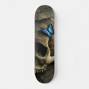 Blauwe vlinder en schedel persoonlijk skateboard