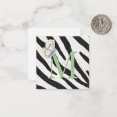 Blauwe vlinder en Zebra groene monogram op maat Notitiekaartje (Voorkant / Achterkant in situ)