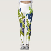 Blauwe vlinder erwt bloemen leggings (Voorkant)