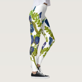 Blauwe vlinder erwt bloemen leggings