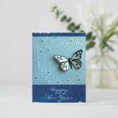 Blauwe Vlinder Feestdagenkaart (Staand voorkant)