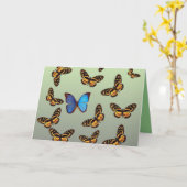 Blauwe Vlinder Fibromyalgie Denken aan jou Kaart (Gele Bloem)