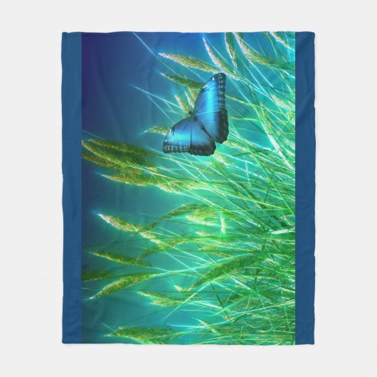 Blauwe vlinder fleece deken (Voorkant)