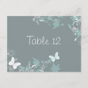 Blauwe vlinder Floral Table Number Kaart Wedding
