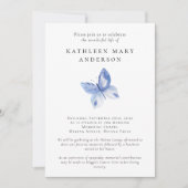 Blauwe vlinder foto viering van het leven begrafen kaart (Voorkant)